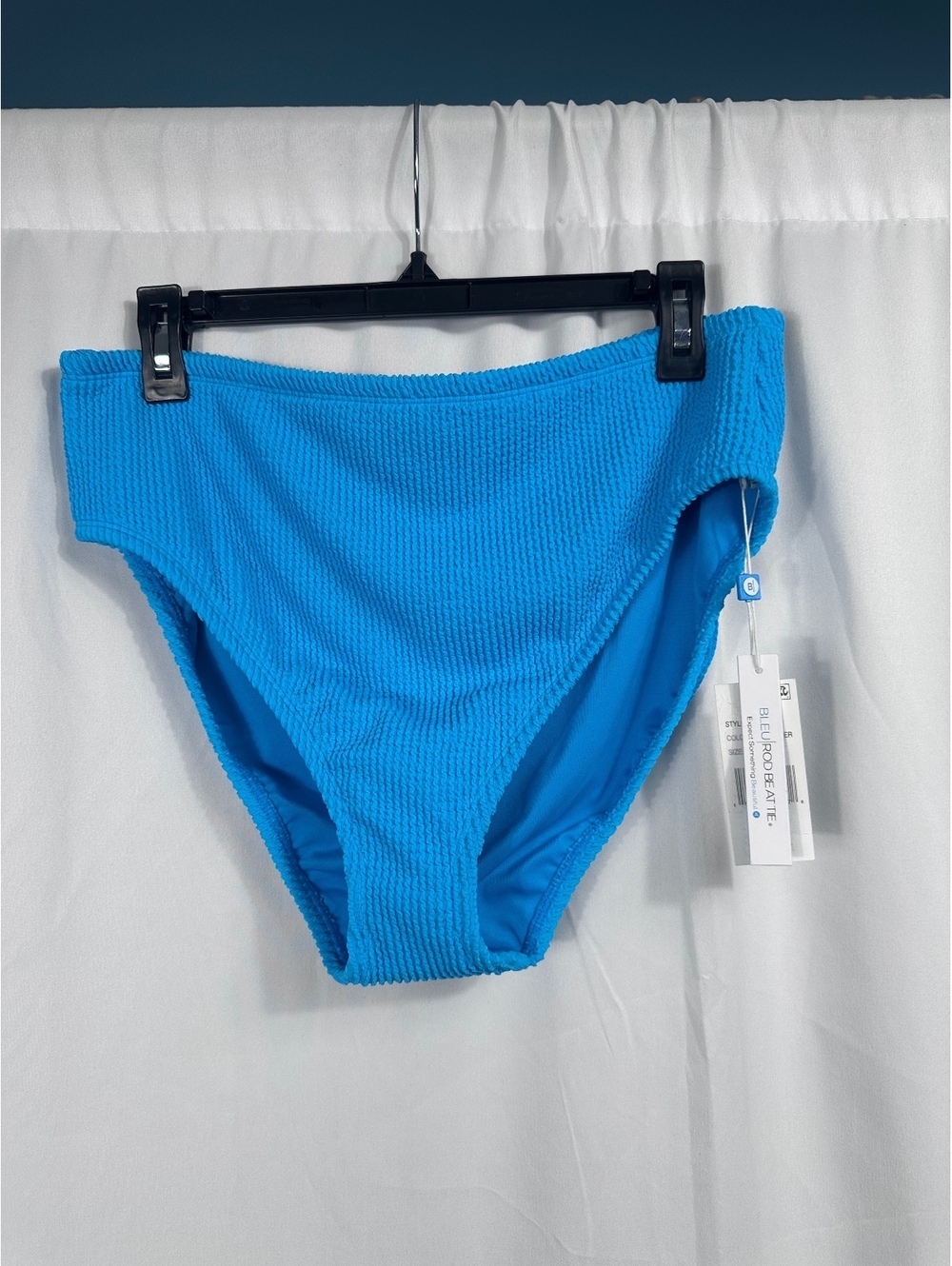Bleu Rod Beattie Coldwater Blue Textured High-Waisted Bikini Bottom Size 14